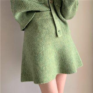 Plain A-line Skirt Skirt - Green - One Size