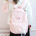 Embroidered Nylon Backpack With Pouch