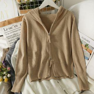Slim-fit Hooded Knit Jacket In 5 Colors