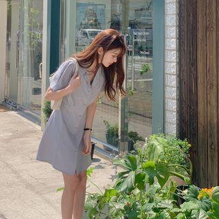 Notch-collar Flared Shirtdress