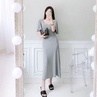 Scoop-neck Bell-sleeve Dress