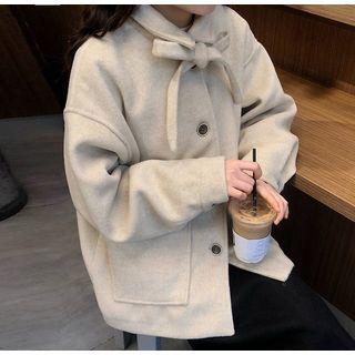 Tie-neck Single-breasted Jacket Almond - One Size