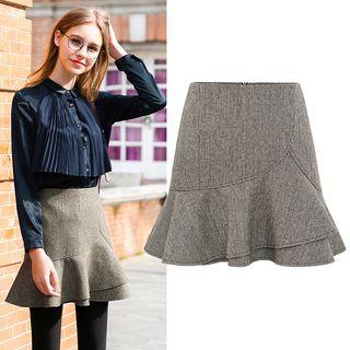 Plaid Ruffled A-line Skirt