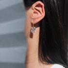 Faux Crystal Alloy Dangle Earring 1 Pair - Gold & Transparent - One Size