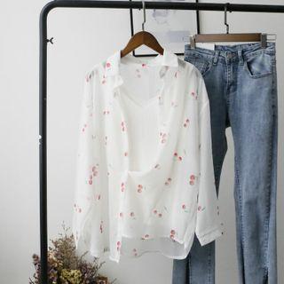 Cherry Print Shirt Cherry - White - One Size
