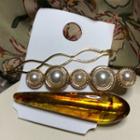 Set: Faux Pearl / Acrylic Hair Clip (various Designs) 982a - Gold - One Size