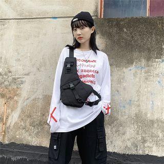 Plain Snap Buckle Sling Bag Black - One Size