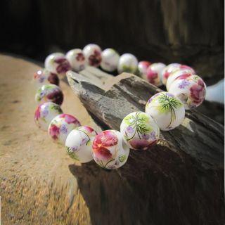 Printed Ceramic Bead Bracelet Rose Pink - One Size