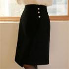 Faux-pearl A-line Midi Wrap Skirt