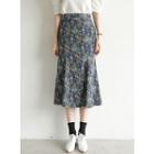 Band-waist Flora Pattern Midi Skirt
