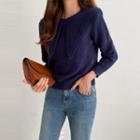 Sailor-collar Scallop-edge Knit Top