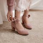 Faux Suede Chunky-heel Pumps