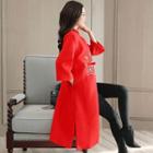 3/4-sleeve Frog-button Embroidery Woolen Coat