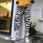 Zebra Patterned Straight Cut Pants