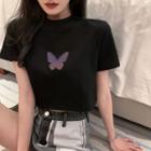 Short-sleeve Butterfly Print Dance T-shirt