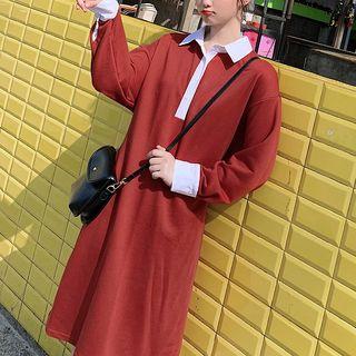 Polo Neck Mock Two-piece Midi Dress