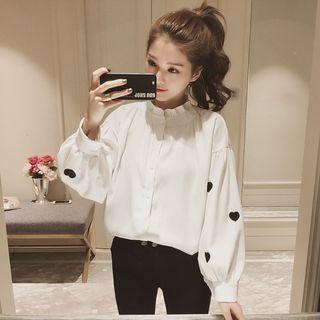 Sweetheart Embroidered Frilled Trim Blouse