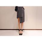Asymmetric-hem Stripe Skirt
