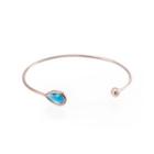 Simple And Fashion Plated Gold Open Bangle With Blue Cubic Zircon Golden - One Size