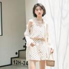 Long-sleeve Sheer Shirt Almond - One Size