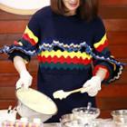 Frilled-trim Contrast-color Sweater
