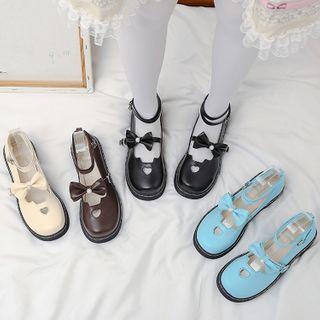 Faux Leather Heart Cutout Mary Jane Sandals