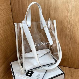Top Handle Lettering Pvc Crossbody Bag