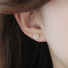 Beaded Sterling Silver Ear Stud 1 Pair - S925 Silver - White - One Size