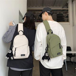 Lettering Zipped Canvas Sling Bag