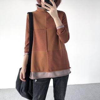 Mock-neck Two-piece Knit Top