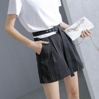 Cutout-waist Striped Shorts