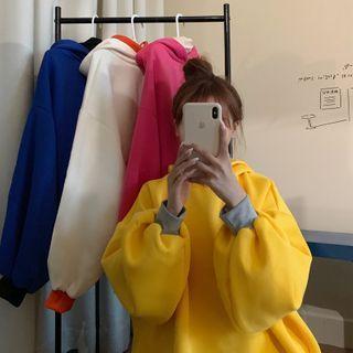 Fleece-lined Contrast Trim Hoodie