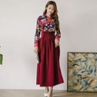 Maxi Hanbok Skirt Wine Red - One Size