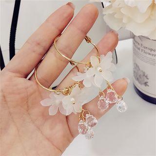 Floral Bead Fringed Hoop Earring