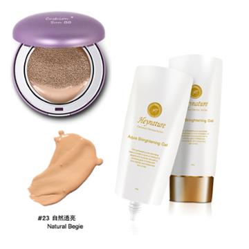 Heynature - Set: Hey-pop Cooling Cushion Sun Bb Cream (#23 Natural Beige) 13g + Aqua Brightening Gel 80g 2 Pcs