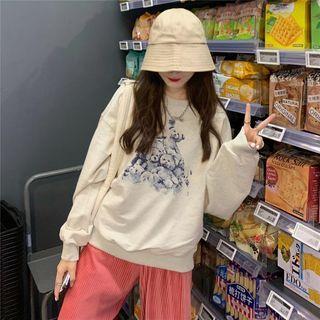 Bear Printed Sweatshirt Gray - One Size