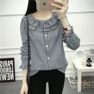 Ruffle-trim Gingham Shirt