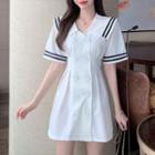 Short-sleeve Sailor-collar Double Breasted Mini Dress