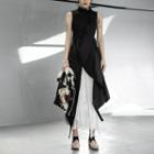Semi Turtle-neck Sleeveless Plain Dress