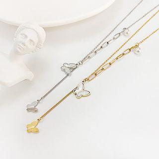 Butterfly Shell Pendant Stainless Steel Choker