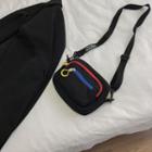 Contrast Zipper Canvas Crossbody Bag