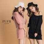 Bell-sleeve Plain T-shirt Dress