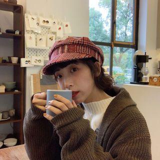 Plaid Newsboy Cap Plaid - Red - M
