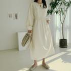 Tie-neck Shirred Maxi Dress