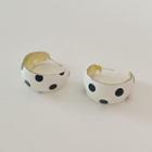 Dotted Open Hoop Earring 1 Pair - Black Dot - White - One Size