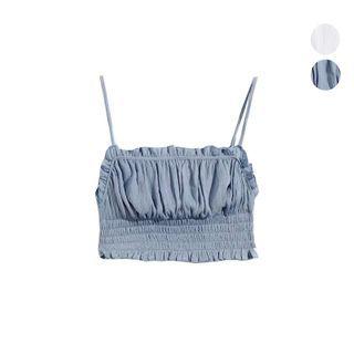 Spaghetti Strap Shirred Crop Top