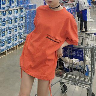 Printed Back 3/4 Sleeve Long T-shirt