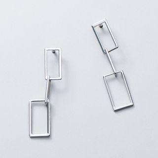 925 Sterling Silver Rectangle Dangle Earring 1 Pair - S925 Silver - Earring - One Size