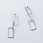 925 Sterling Silver Rectangle Dangle Earring 1 Pair - S925 Silver - Earring - One Size