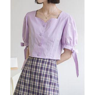 Tie-cuff Buttoned Blouse